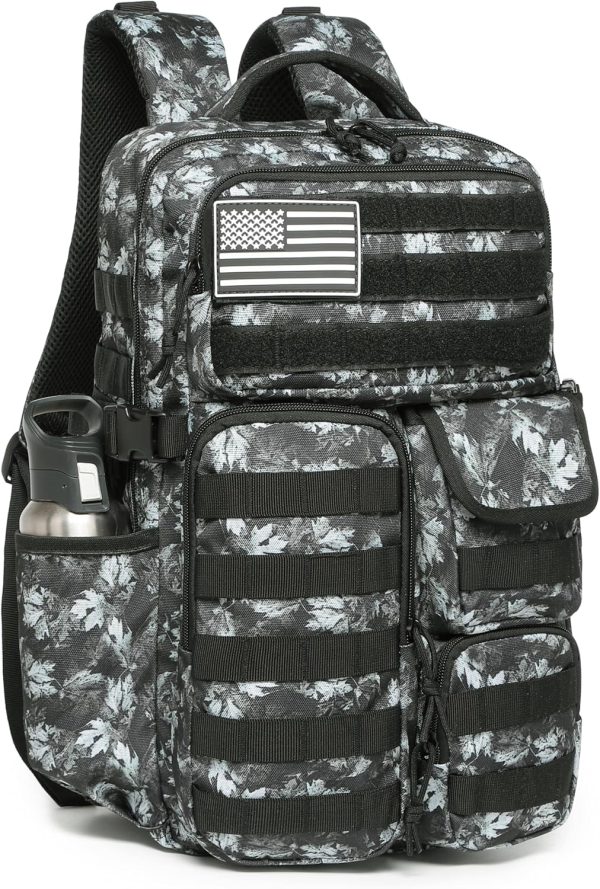 30L Waterproof Tactical Backpack with Laptop Sleeve – Gray Maple Leaf