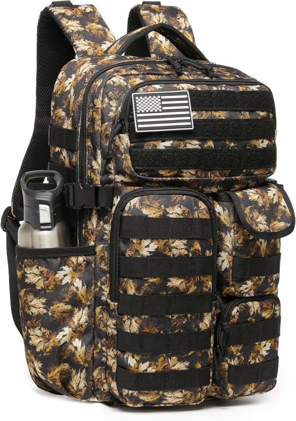 30L Waterproof Tactical Backpack with Laptop Sleeve – Yellow Maple Leaf