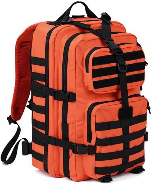 40L MOLLE Tactical Assault Pack, Water-Resistant – Orange Black