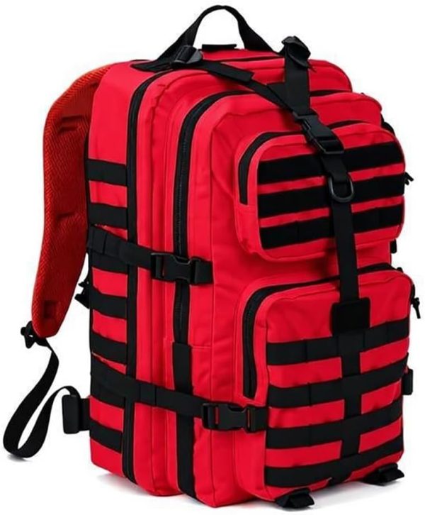 40L MOLLE Tactical Assault Pack – Water-Resistant – Red-Black