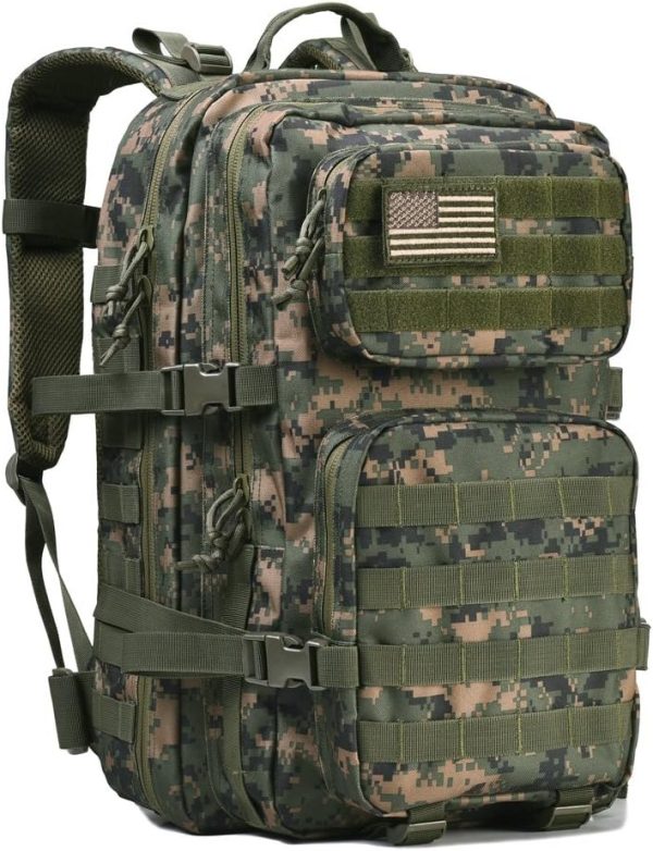 40L MOLLE Tactical Assault Pack, Water-Resistant – Woodland Camo