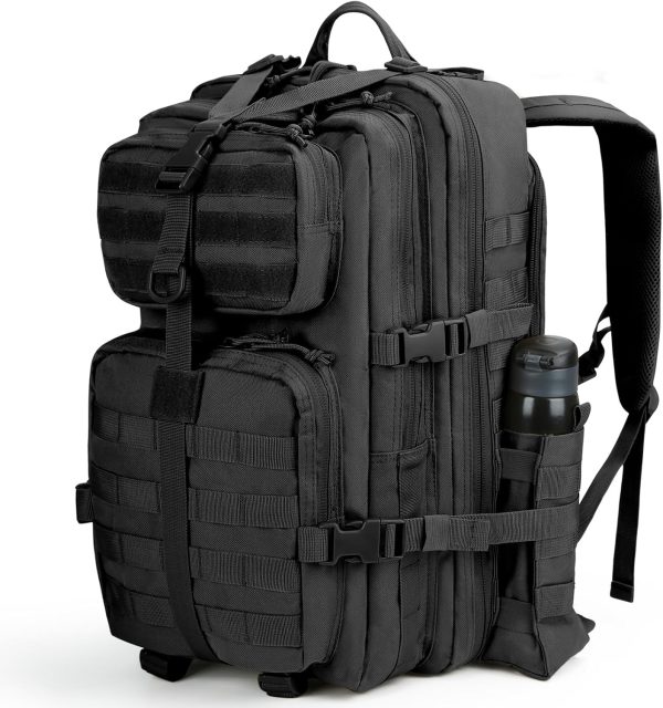 40L MOLLE Tactical Backpack with Bottle Holder – Black