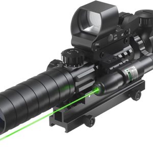Ultimate 4-in-1 Rifle Scope Combo: 3-9x32 Rangefinder, Dot Sight, Laser & Riser
