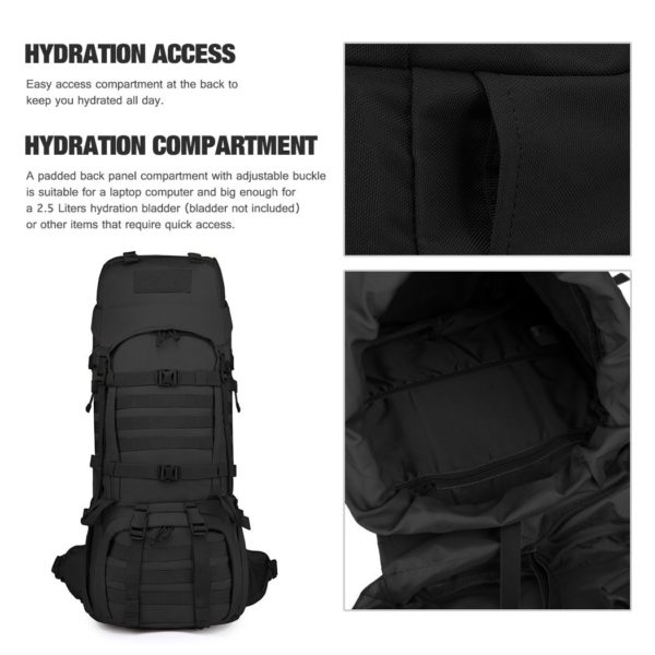 65L Military & Navy Backpack with Frame & Wet Weather Gear