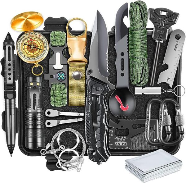Ultimate 19-in-1 Survival Kit for Men - Perfect Gifts for Outdoor Enthusiasts and Adventurers
