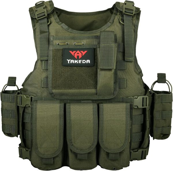 nylon-tactical-vest-with-quick-release-buckle-and-8-removable-pouches-green-1