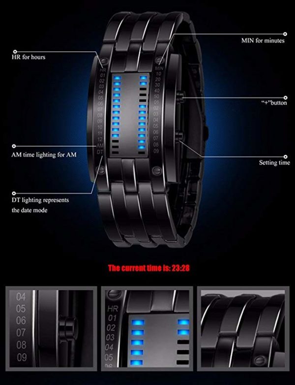 Binary Matrix Waterproof Watch