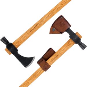 Indian Hammer Poll Tomahawk – 1060 High-Carbon Steel, Hickory Handle, Leather