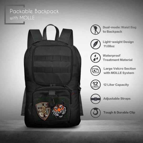 Lightweight Waterproof Navy Day Backpack with Molle