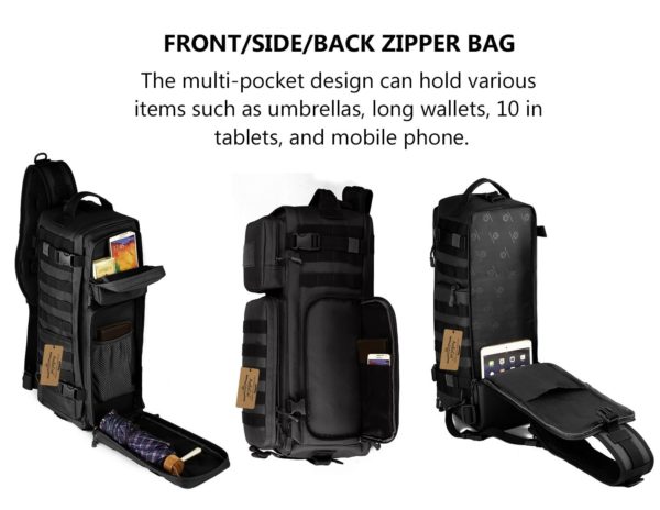 Tactical Army & Military Sling Back Day Pack with Hydration Pouch